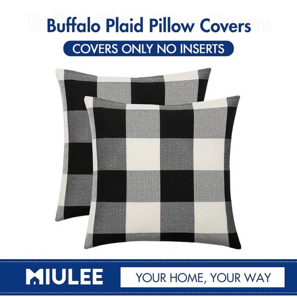 Set of 2 Miulee Buffalo Check Pillow Covers 18” - Picture 3 of 3
